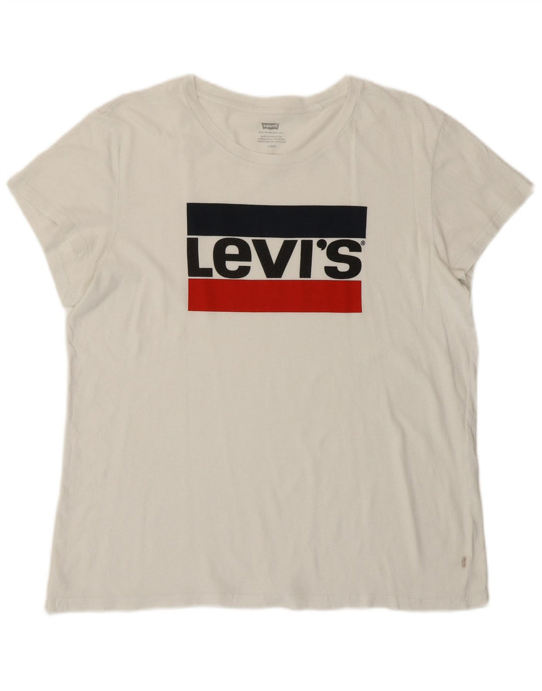 Camiseta feminina gráfica LEVI'S UK 16 grande branca