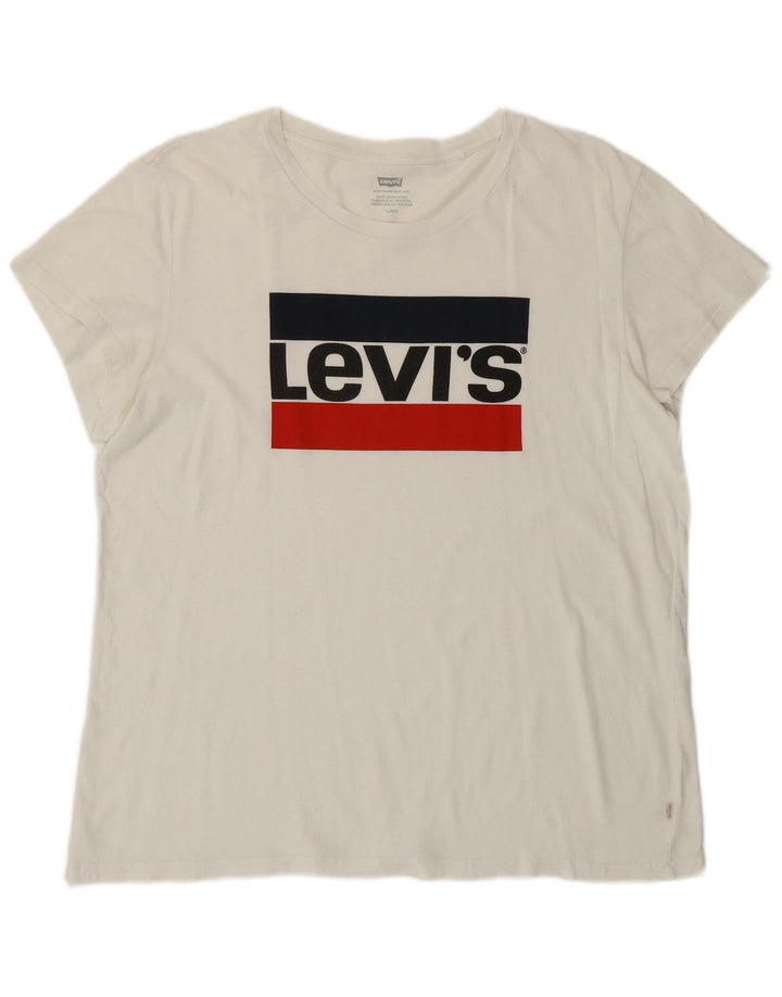 Camiseta feminina gráfica LEVI'S UK 16 grande branca