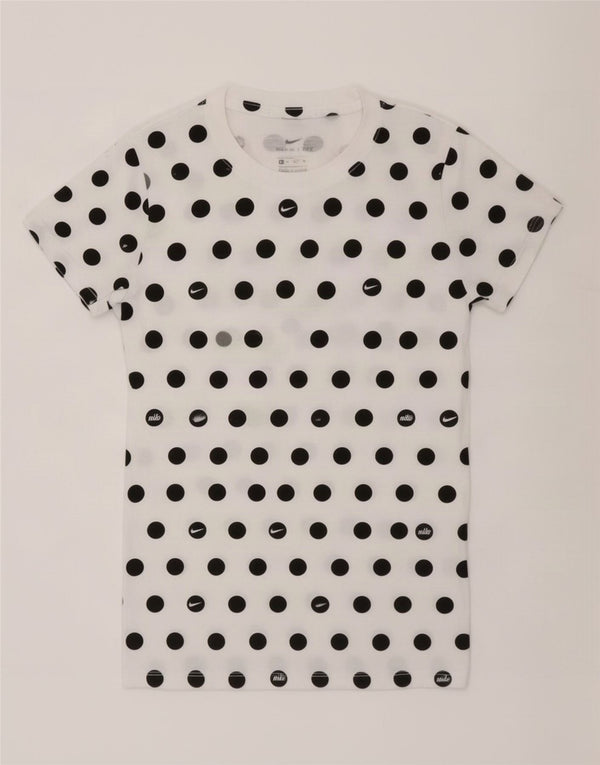 Camiseta feminina Nike UK 6 XS branca polka dot algodão