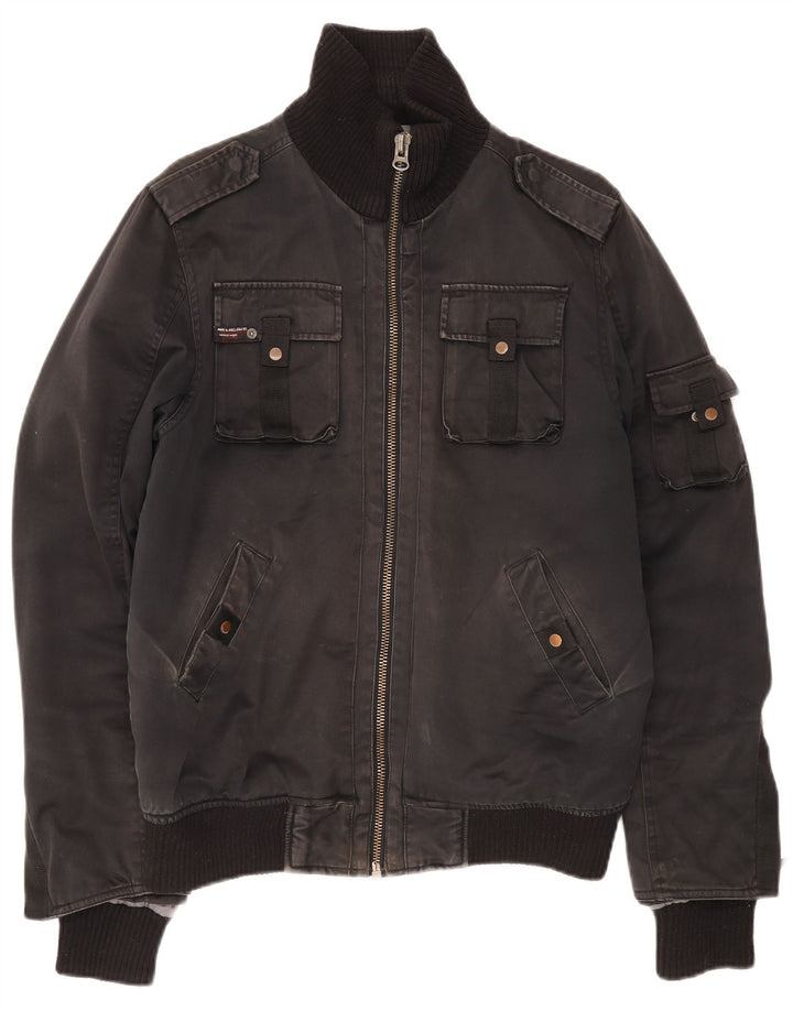 Jaqueta utilitária masculina Jack & Jones Reino Unido 40 grande algodão preto