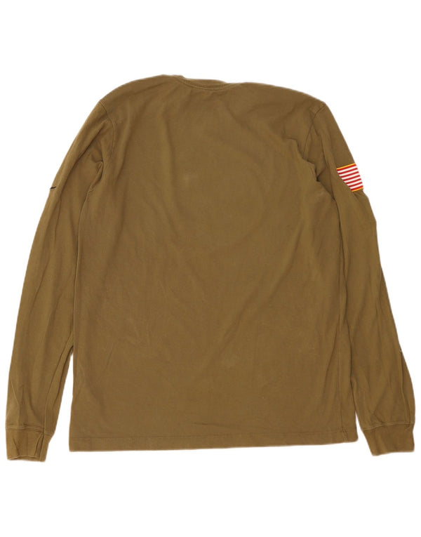 Nike Mens Washington Graphic Top Manga Longa Médio Algodão Cáqui