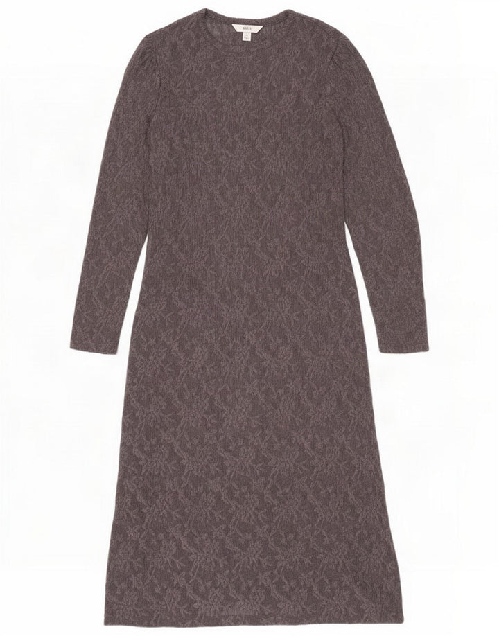 Vestido maxi feminino Marks & Spencer Reino Unido 12 poliéster floral cinza médio