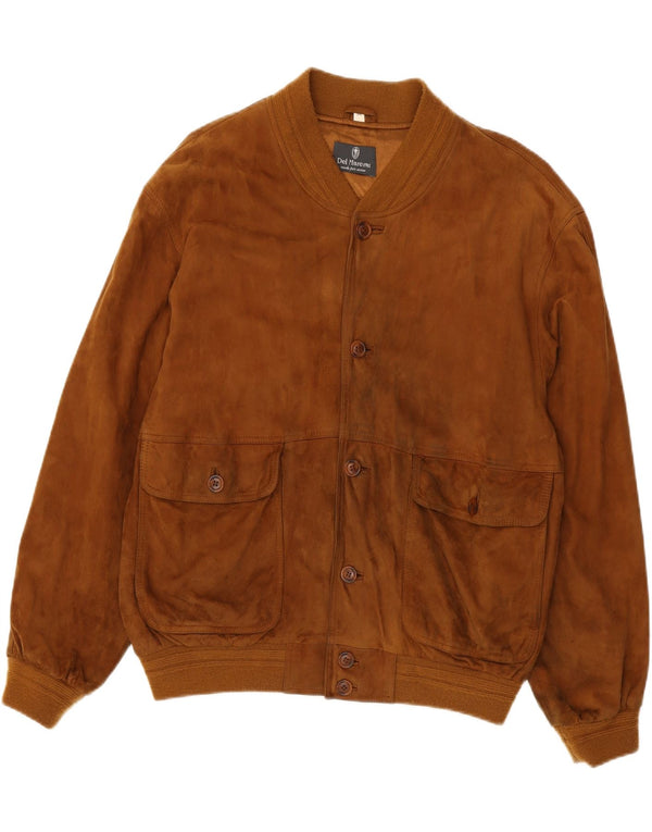 Jaqueta bomber masculina vintage de camurça IT 54 2XL couro marrom