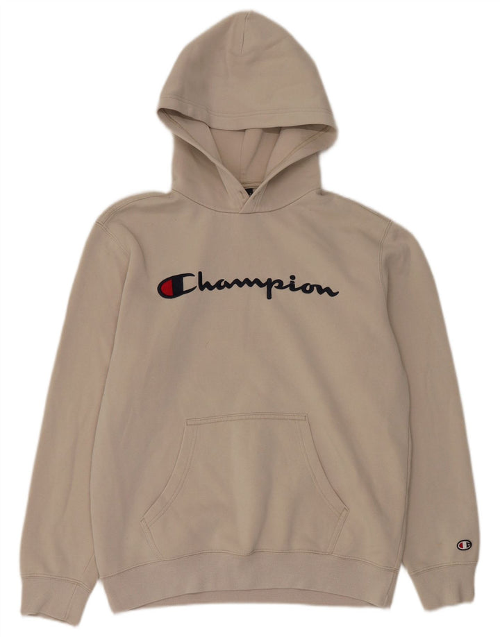 Jumper masculino com capuz gráfico Champion médio algodão bege