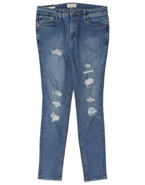 Jack & Jones Mens Liam Distressed Jeans Skinny W31 L30 Azul Algodão
