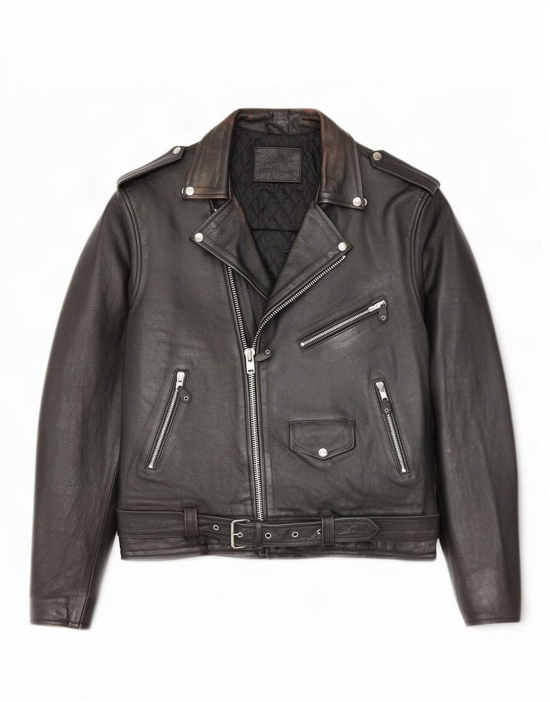 Jaqueta masculina vintage de couro para motociclista UK 38 média preta
