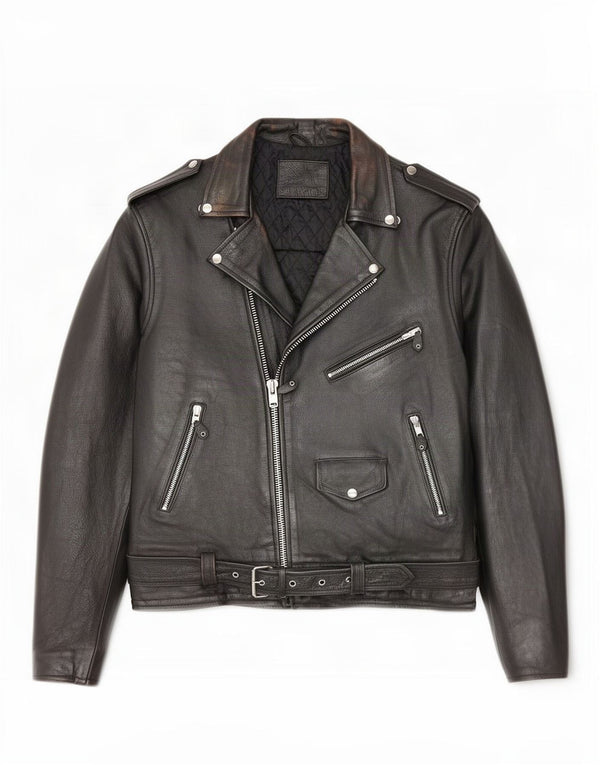 Jaqueta masculina vintage de couro para motociclista UK 38 média preta