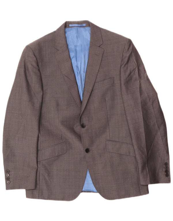 Jaqueta blazer masculina de 2 botões Marks & Spencer Reino Unido 38 lã cinza médio