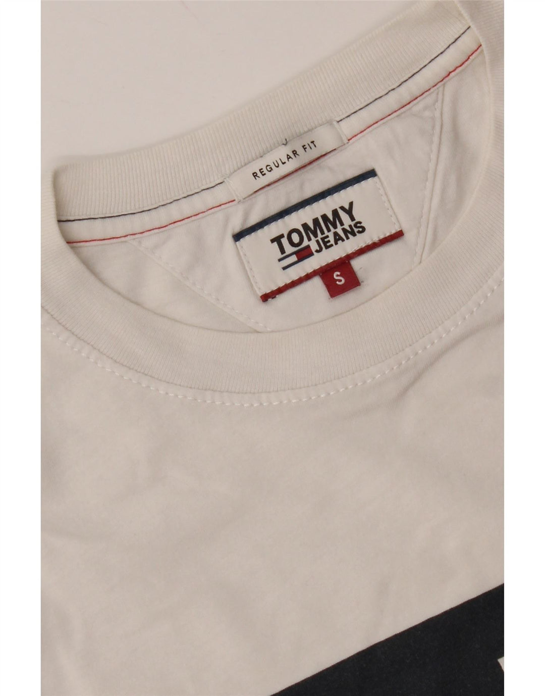 TOMMY HILFIGER Camiseta masculina gráfica Top pequeno bloco colorido branco