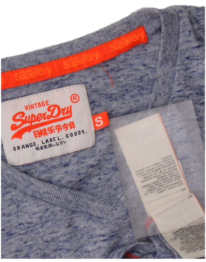 Camiseta masculina Superdry top pequeno algodão manchado azul