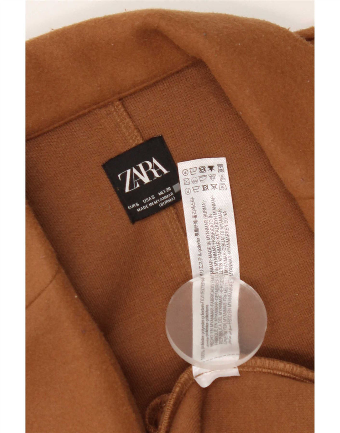 Sobretudo feminino Zara UK 10 pequeno poliéster marrom