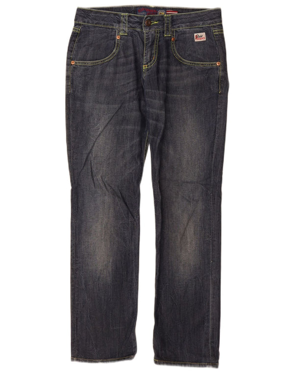 Roy Rogers Calça jeans feminina cintura baixa reta W27 L30 algodão azul marinho