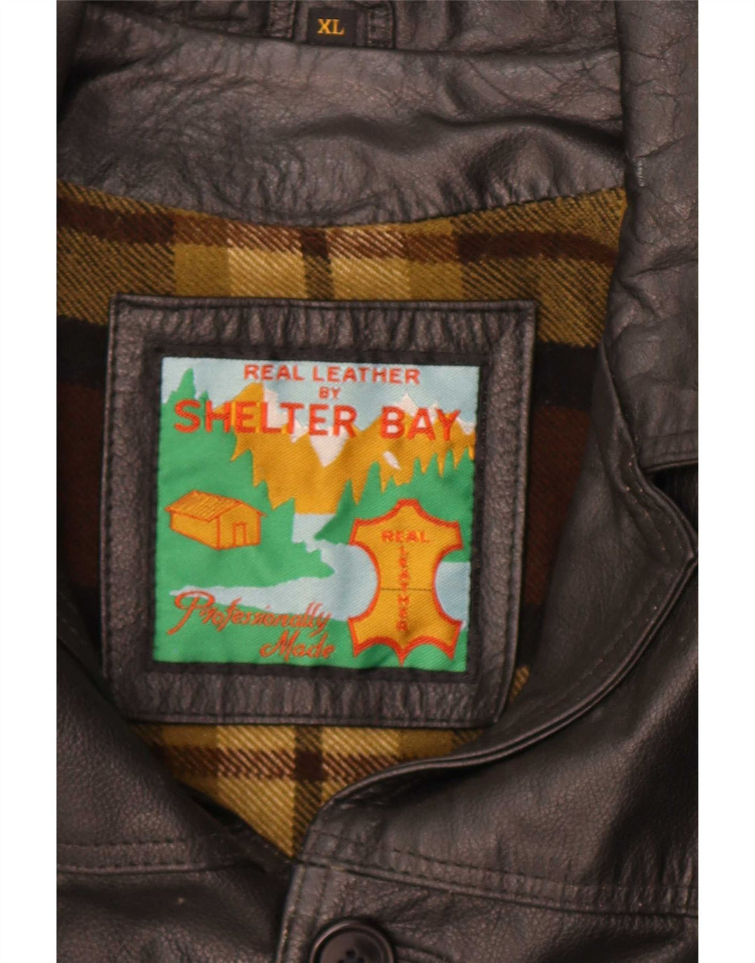 Jaqueta de couro masculina Shelter Bay UK 42 XL preta