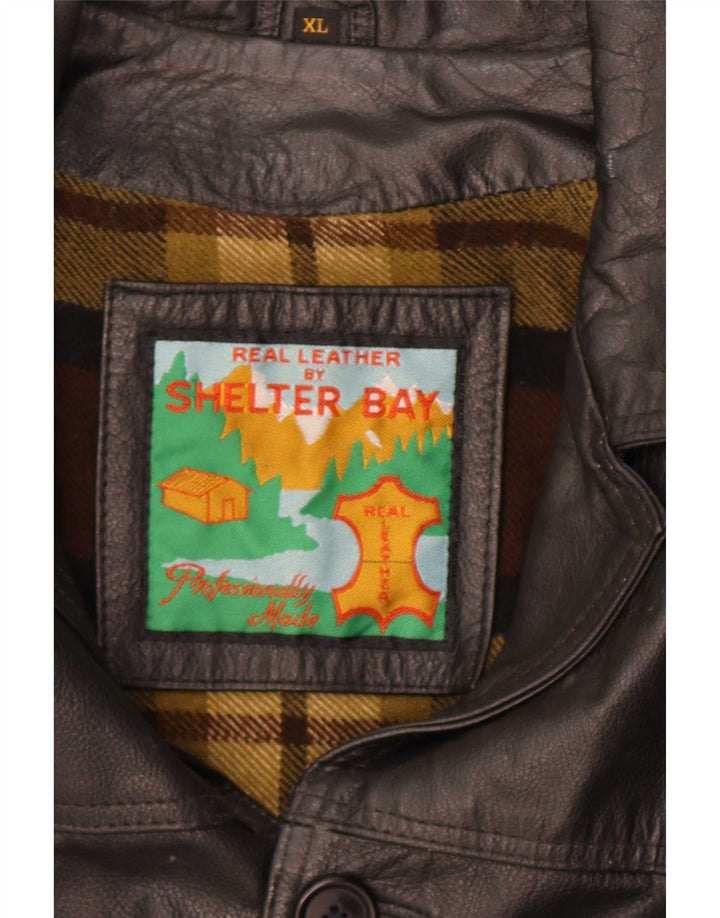 Jaqueta de couro masculina Shelter Bay UK 42 XL preta