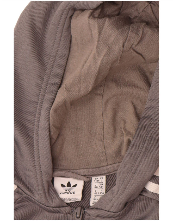 Suéter Adidas Boys Graphic Zip com capuz 9-10 anos cinza poliéster