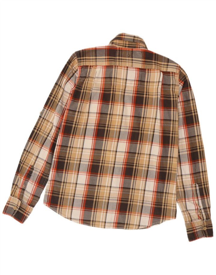 Camisa masculina de flanela SUPERDRY grande algodão xadrez marrom
