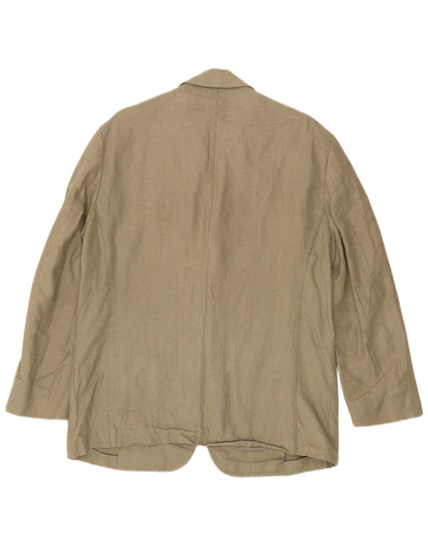 Jaqueta blazer masculina de 3 botões Marks & Spencer Reino Unido 40 linho cáqui médio