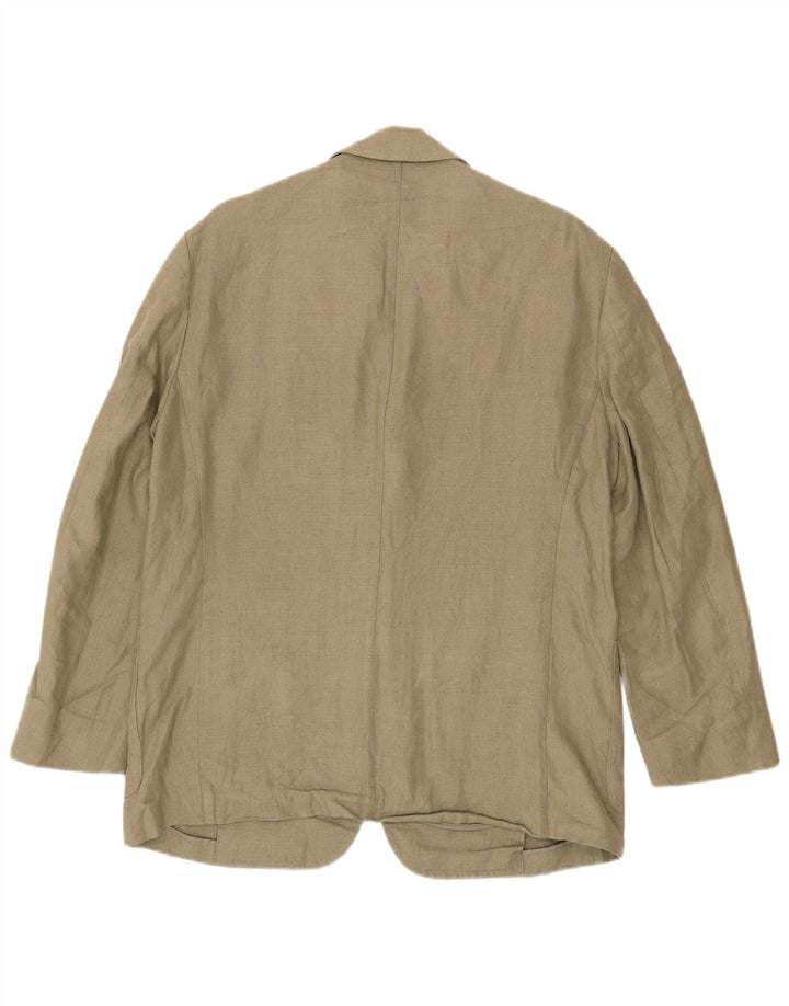 Jaqueta blazer masculina de 3 botões Marks & Spencer Reino Unido 40 linho cáqui médio