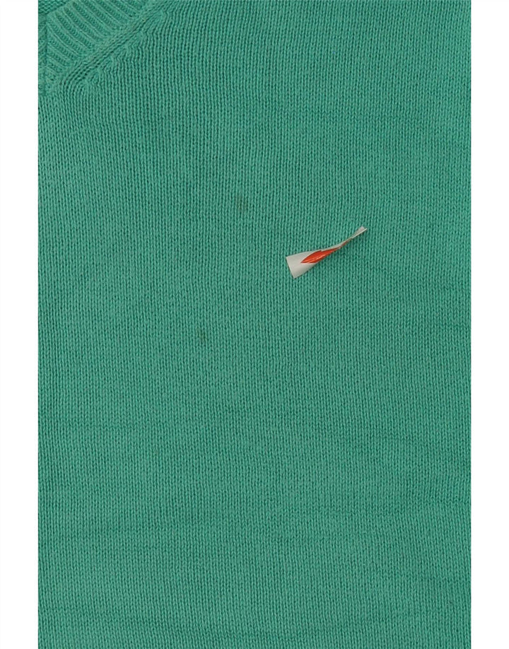Suéter masculino vintage regular com decote em V grande verde
