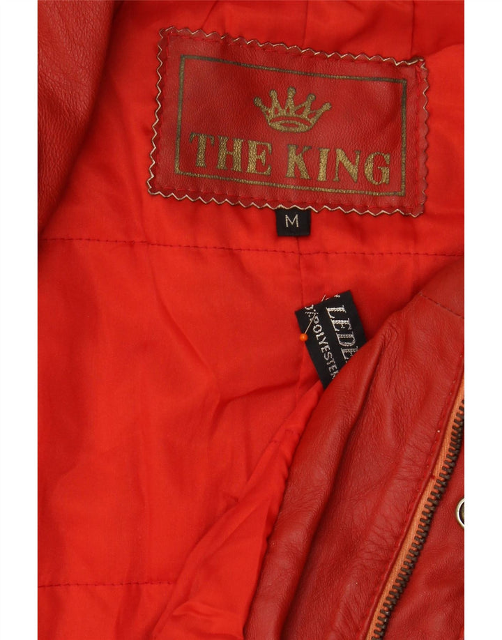 Colete de couro masculino VINTAGE UK 38 couro vermelho médio