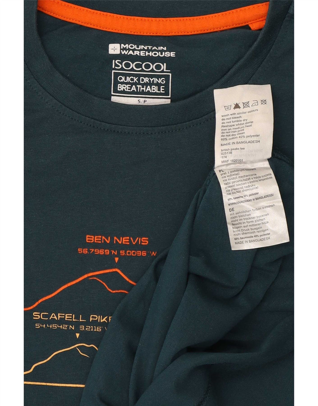 Camiseta masculina gráfica IsoCool da Mountain Warehouse, top pequeno de algodão verde