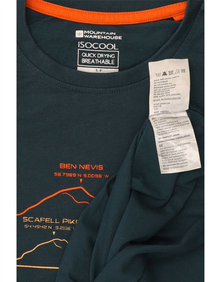 Camiseta masculina gráfica IsoCool da Mountain Warehouse, top pequeno de algodão verde
