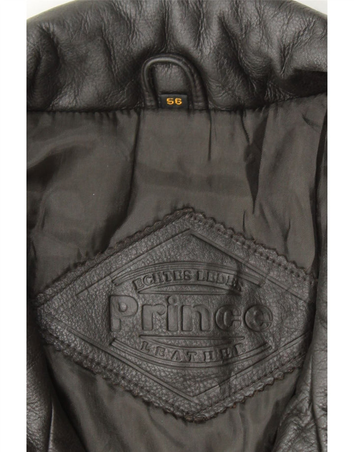 PRINCE Masculino Colete de Couro IT 56 3XL Couro Preto