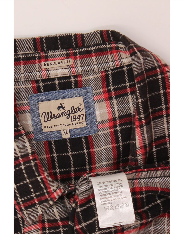 Camisa masculina de flanela de ajuste regular WRANGLER XL preto xadrez algodão