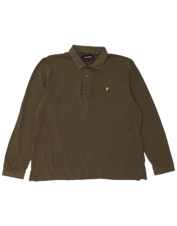 Camisa polo masculina de manga comprida Lyle & Scott 2XL algodão cáqui