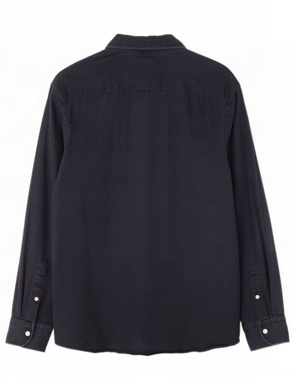 Zara Camisa jeans masculina grande azul marinho Lyocell