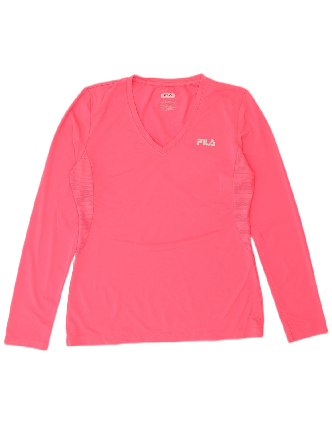 FILA Top Feminino Manga Longa UK 16 Grande Poliéster Rosa