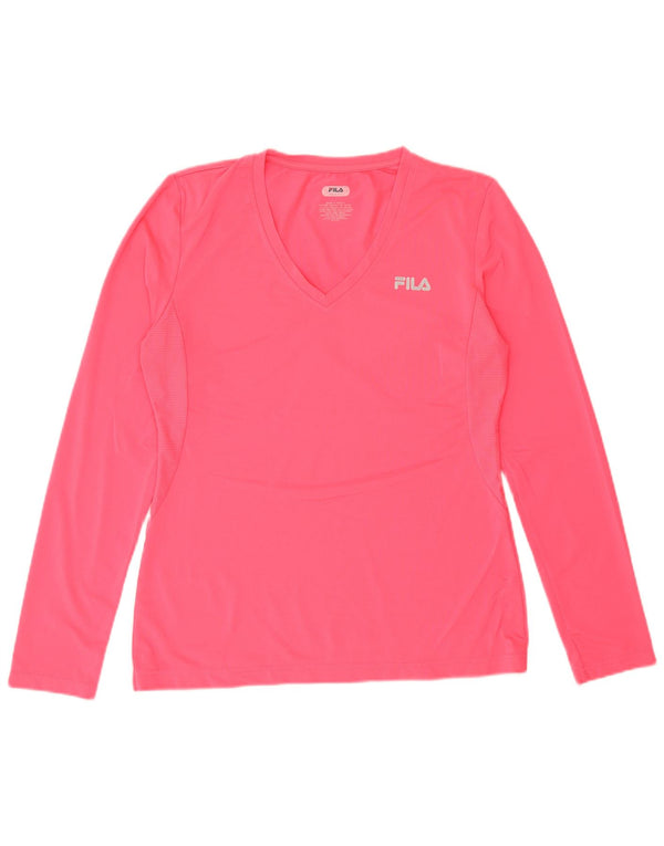 FILA Top Feminino Manga Longa UK 16 Grande Poliéster Rosa