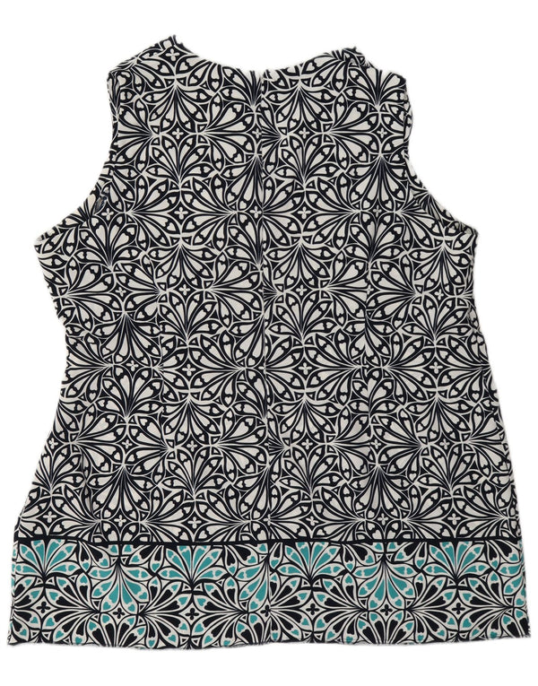 Vestido feminino Marks & Spencer sem mangas evasê UK 24 4XL azul marinho floral