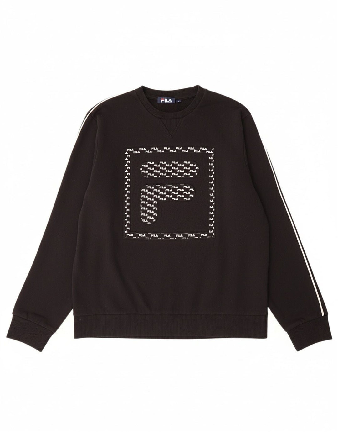 FILA moletom gráfico masculino jumper grande algodão preto