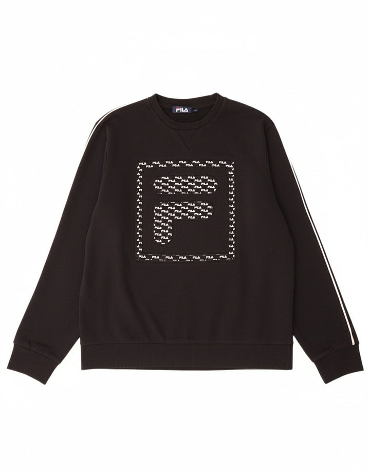 FILA moletom gráfico masculino jumper grande algodão preto