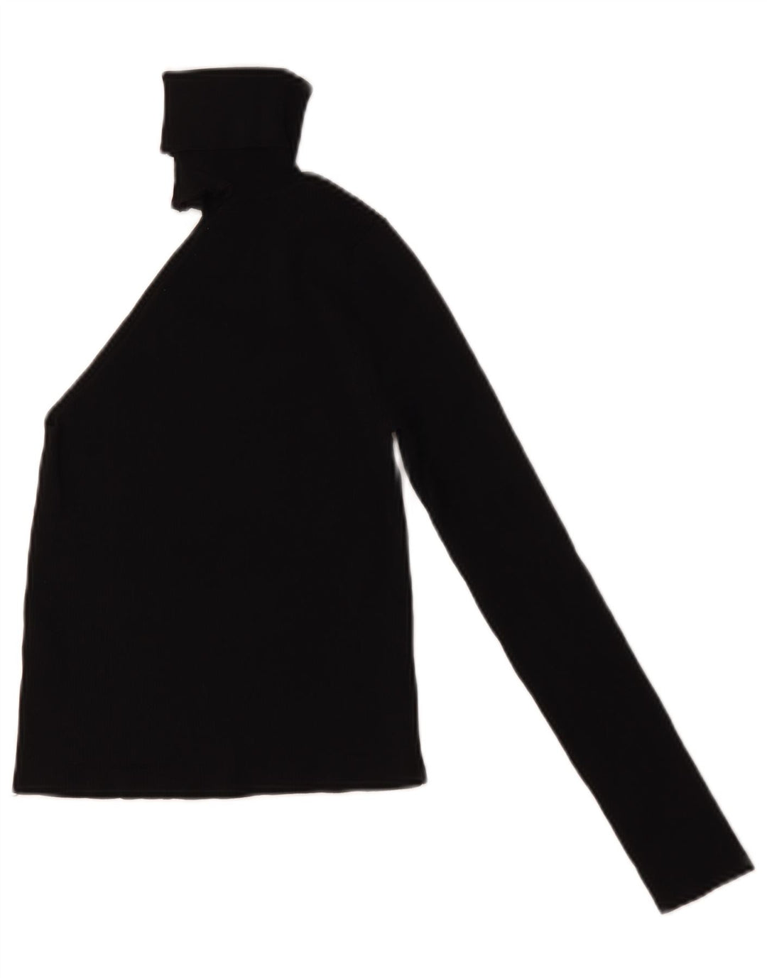 Zara Womens Crop Roll Neck Top de um ombro UK 8 Small Black Viscose