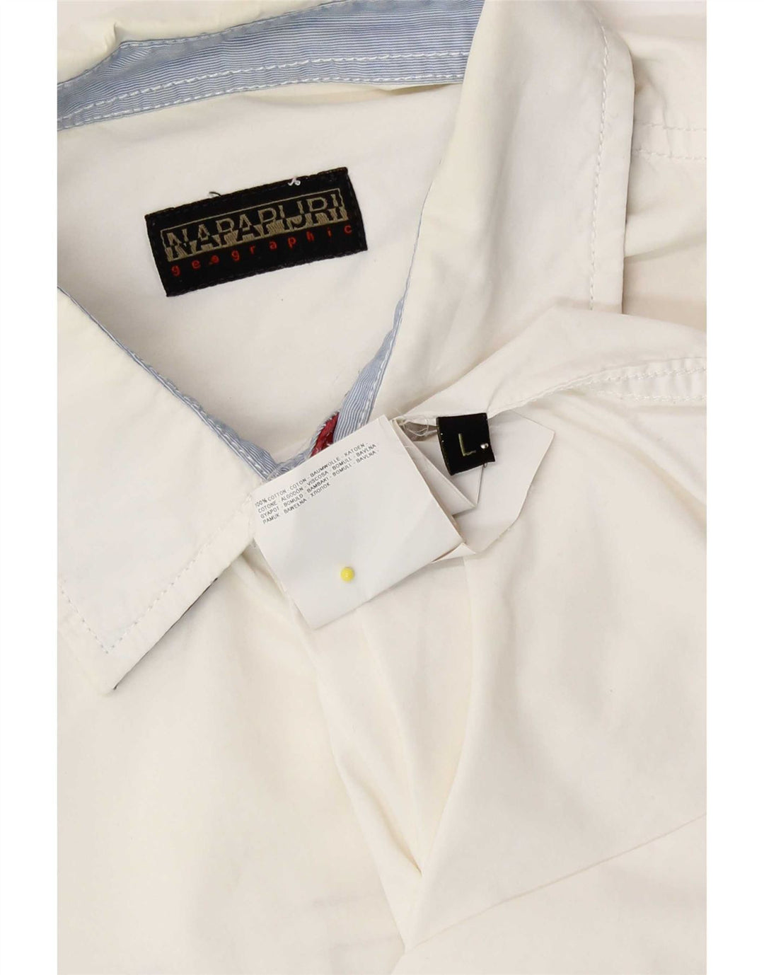 Camisa gráfica masculina Napapijri grande algodão branco