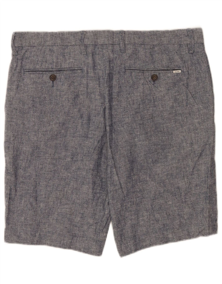 Shorts chino masculino Marks & Spencer W34 grande linho azul marinho