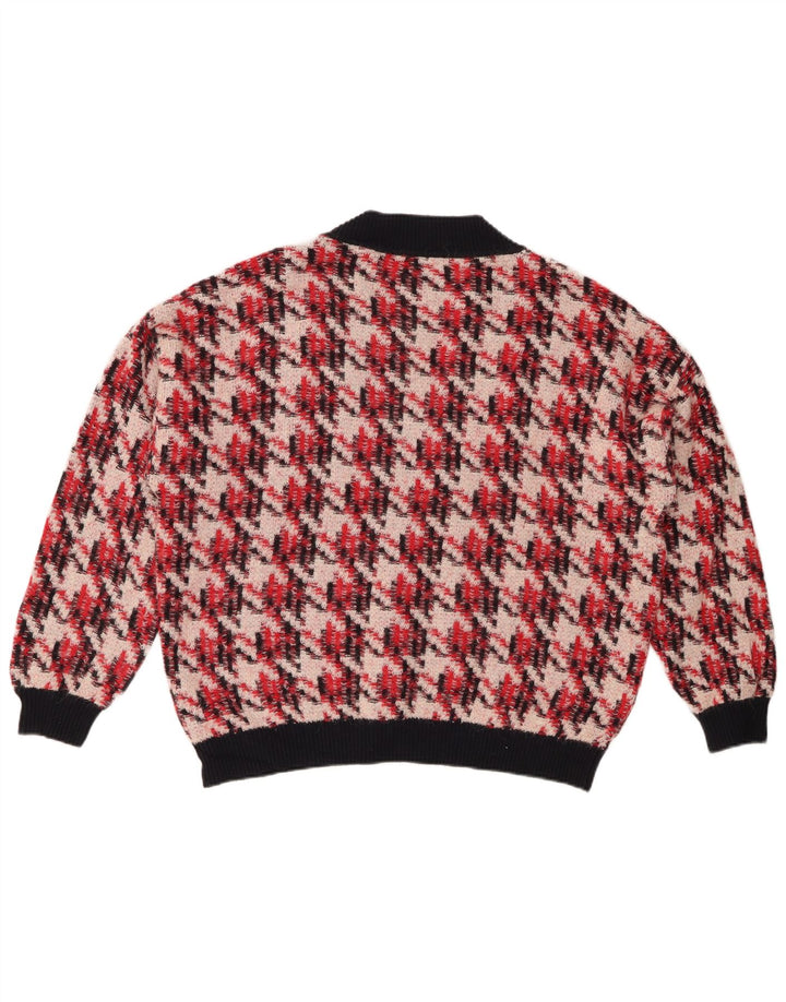 GANT Suéter feminino oversized com decote em V Reino Unido 16 grande houndstooth vermelho