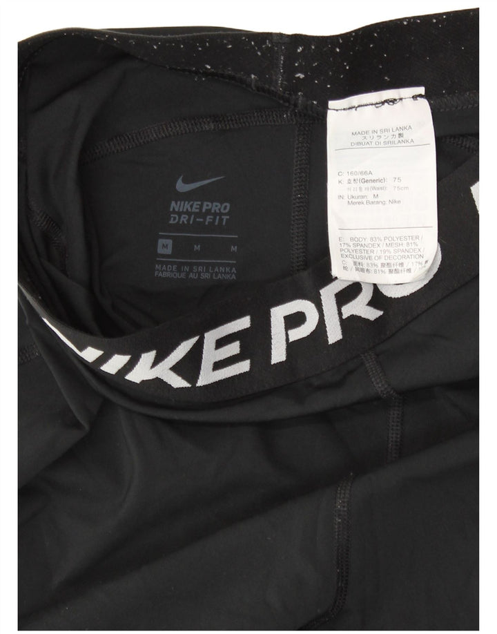 NIKE Womens Dri Fit Capri Leggings UK 12 Medium  Black Polyester