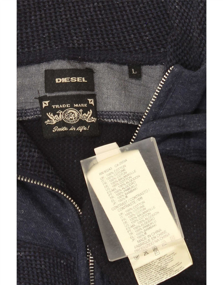 Diesel Mens Treino Top Jaqueta Grande Algodão Azul Marinho