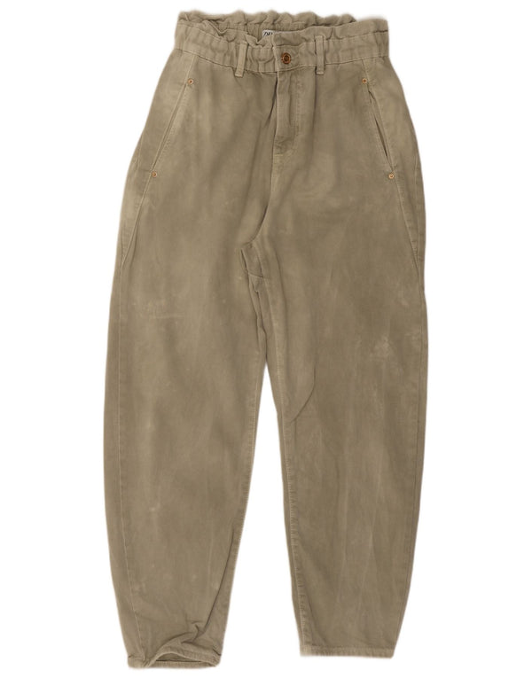 Calça jeans feminina Zara com cintura alta EU 38 pequena W28 L26 algodão cáqui