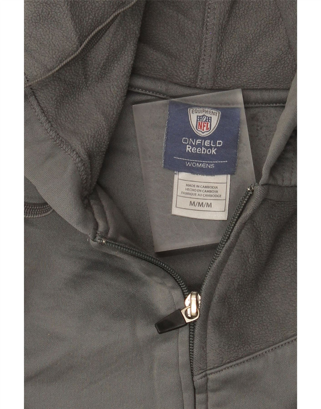 Suéter Reebok feminino com capuz e zíper UK 14 poliéster cinza médio