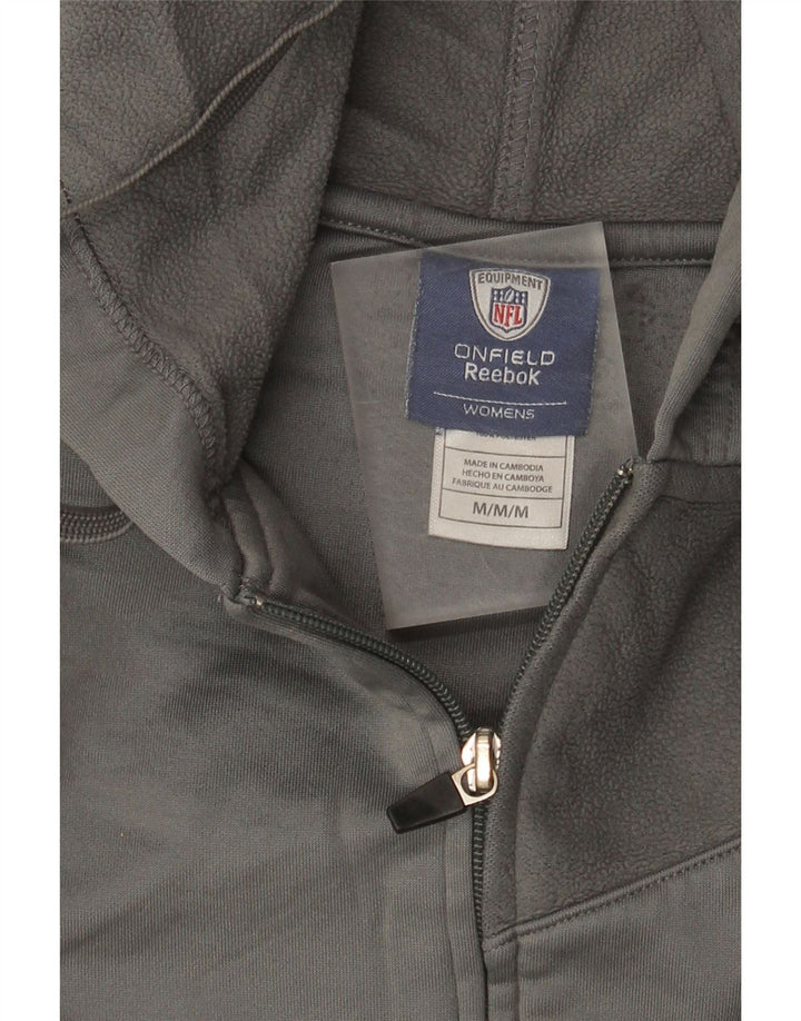 Suéter Reebok feminino com capuz e zíper UK 14 poliéster cinza médio