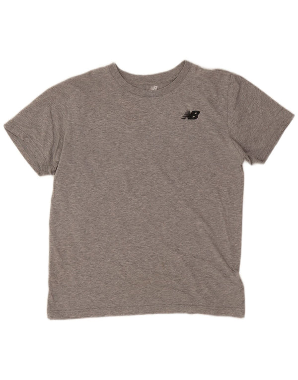 Camiseta gráfica masculina New Balance grande algodão manchado cinza