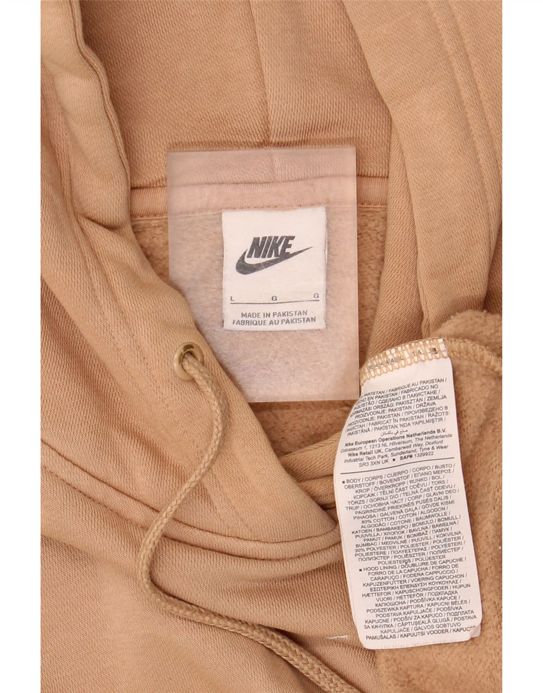 Suéter Nike Masculino Loose Fit com Capuz Grande Algodão Bege
