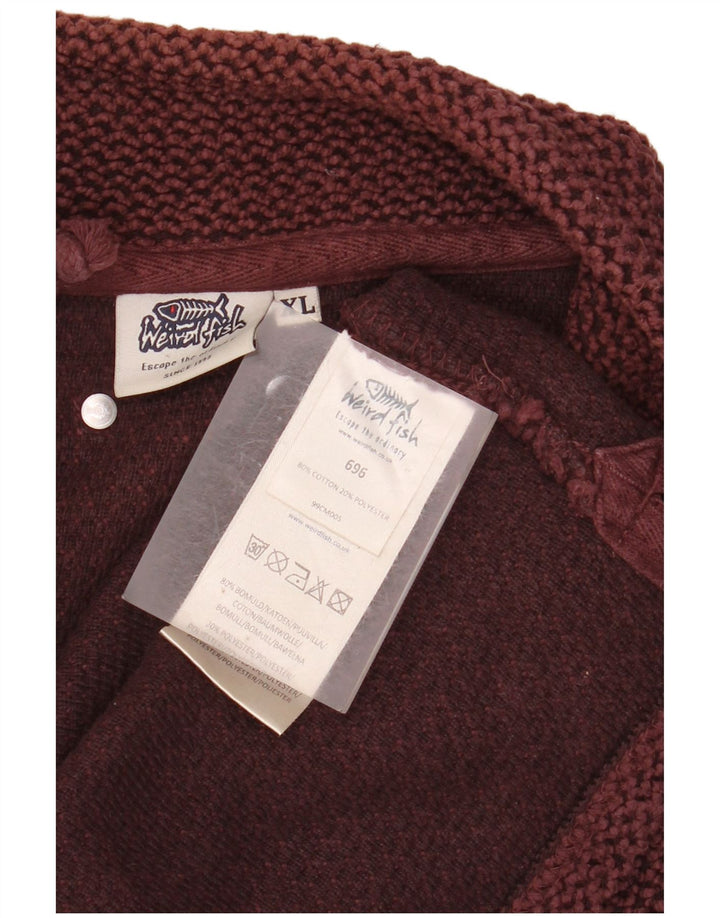 WEIRD FISH Suéter masculino com zíper e gola em algodão Borgonha XL