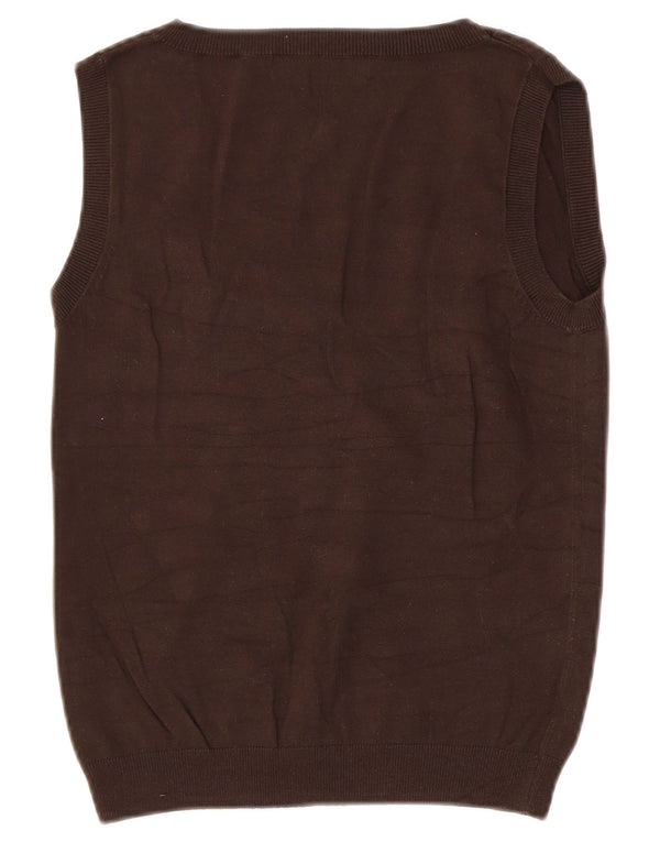 Zara Womens Vest Tank Top UK 12 Médio Algodão Marrom