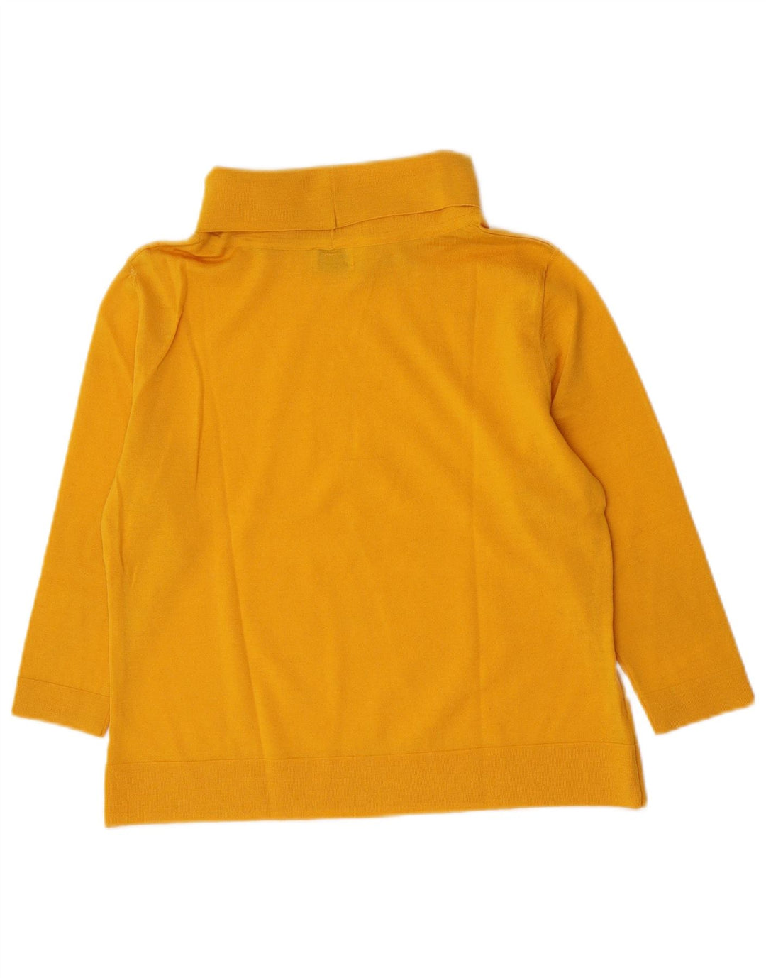 Top feminino vintage com gola redonda manga 3/4 UK 14 amarelo médio