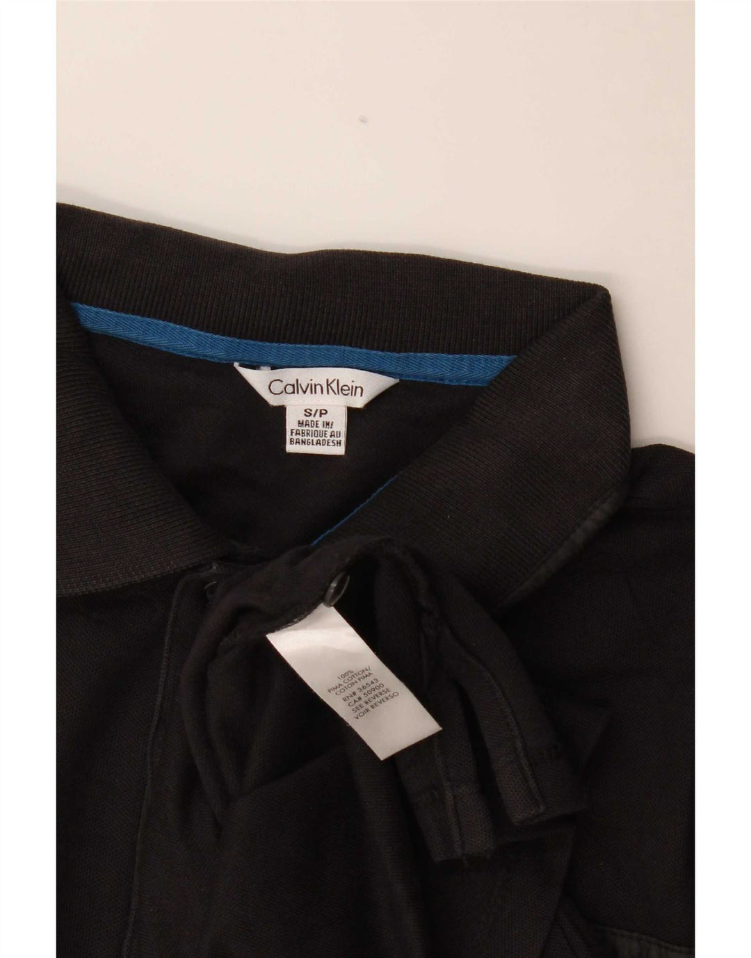 Camisa polo masculina Calvin Klein pequena de algodão preto